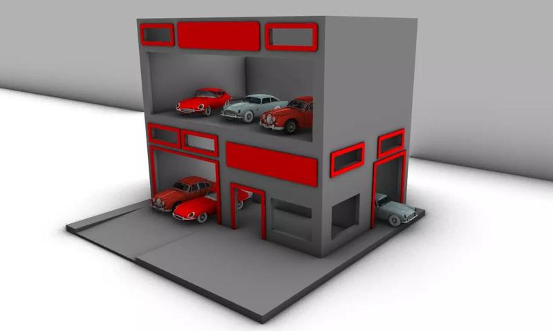 2 storey Diorama Garage  Diecast Garage  1 64 scale