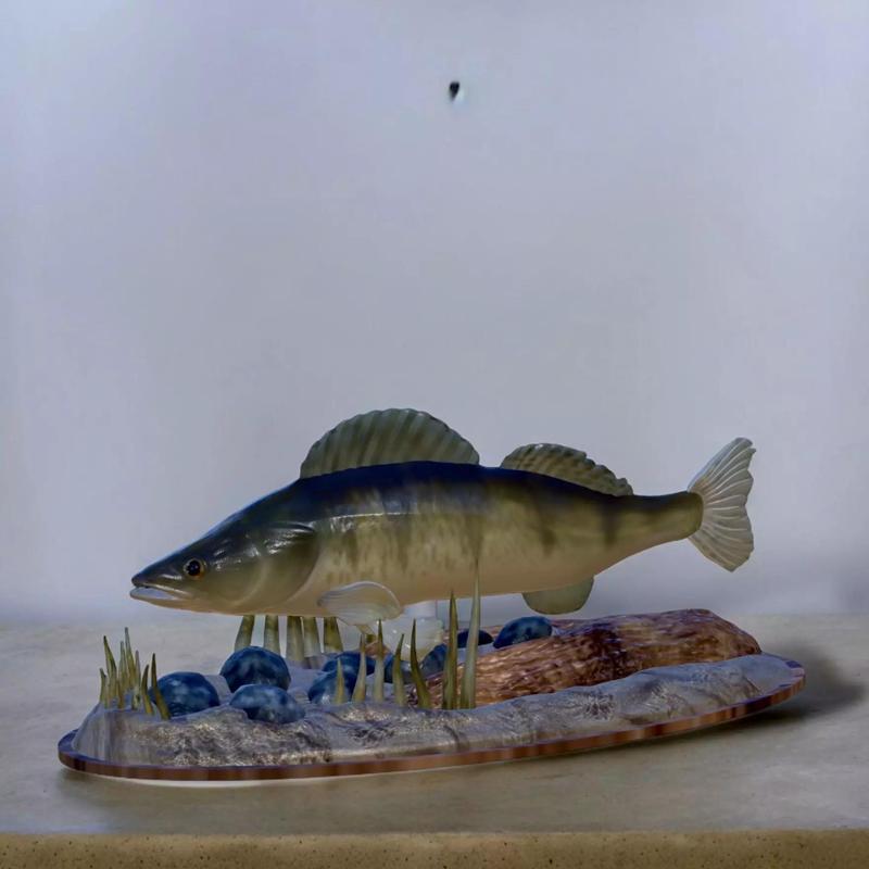 fish zander in motion underwater statue detailed texture