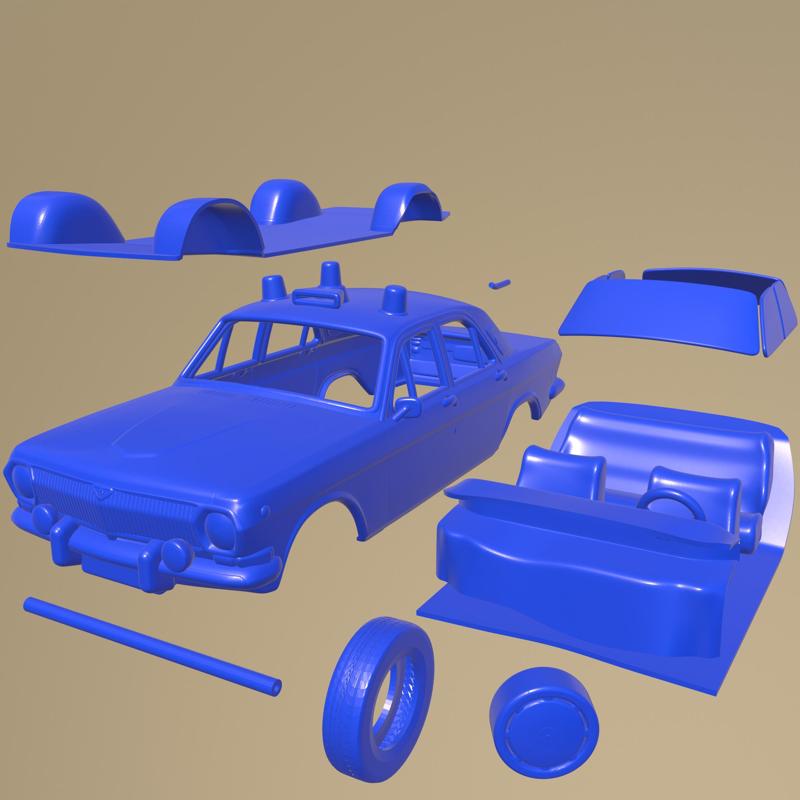 GAZ 24 Volga Militia 1967  PRINTABLE CAR IN SEPARATE PARTS