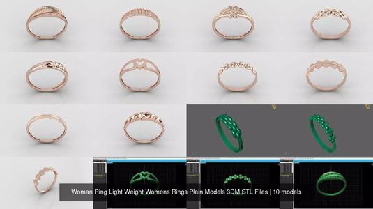 10 Models Woman Ring Womens Rings Plain Models 3DM STL Files 3D Model Collection