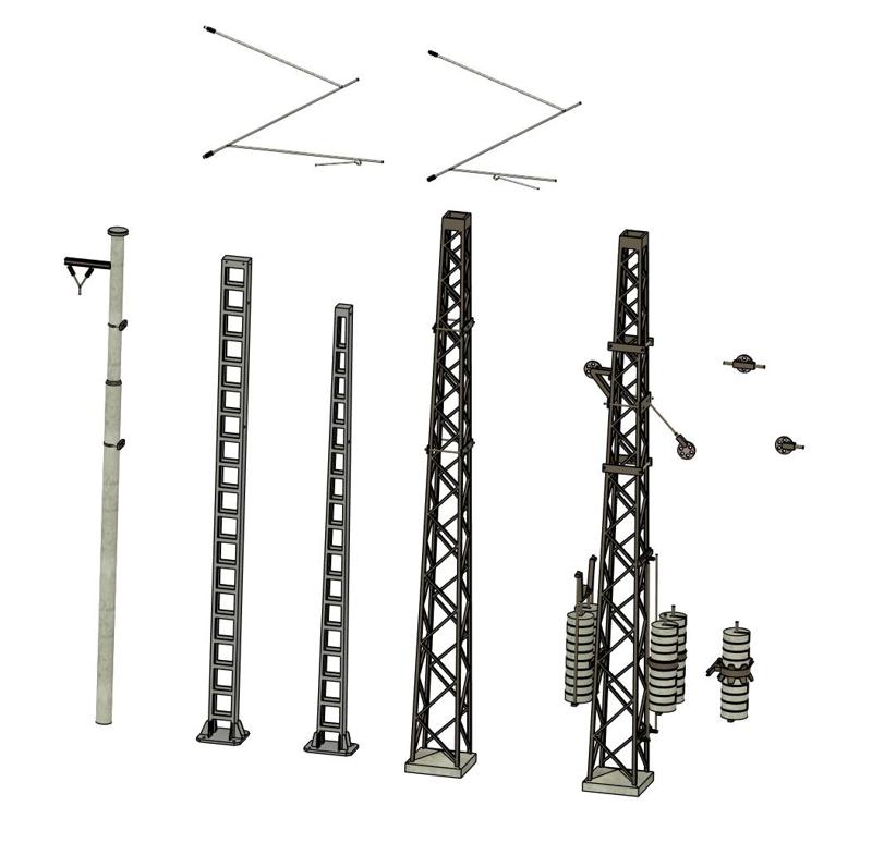 TT 1/120 Railway overhead line poles /Sloupy trakčního vedení ČD/ČSD
