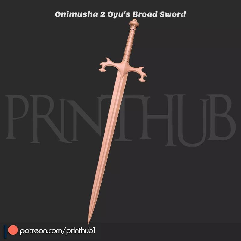 Oyu Broad Sword Onimusha 2 Warlord Replica 3D Print Cosplay Prop