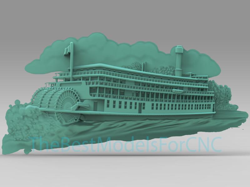 3D Model STL File for CNC Router Laser & 3D Printer Mississippi Steamer Boat