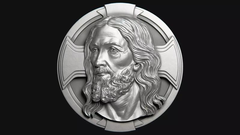 Jesus Head Bas Relief - 1
