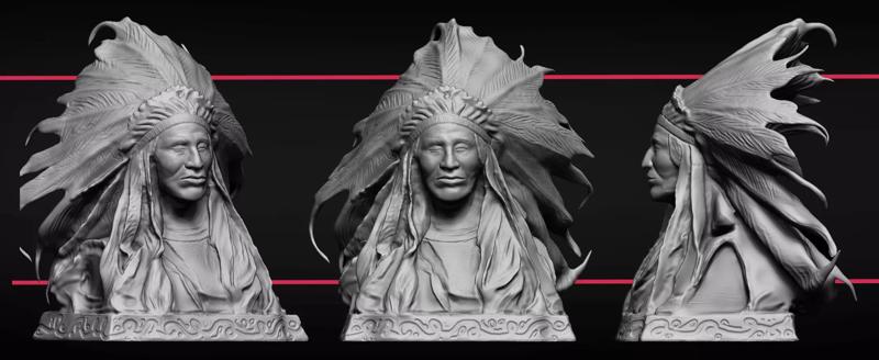 Indian Bust Statue Sculpt