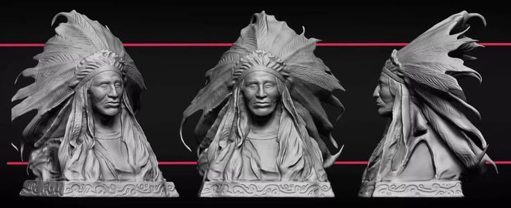 Indian Bust Statue Sculpt