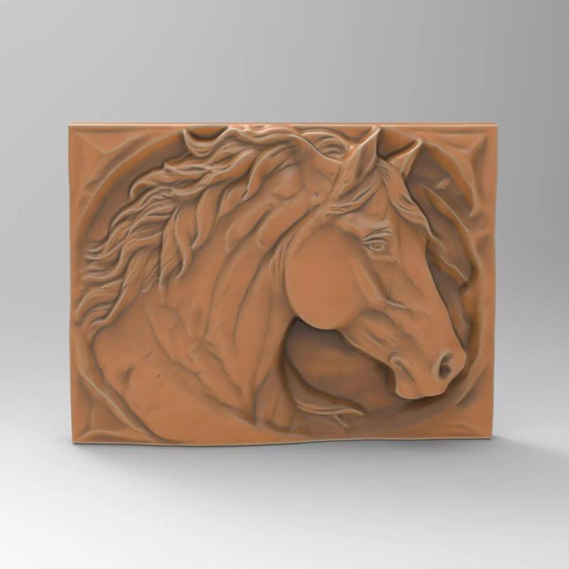 Horse Head Sculpture Rectangle Wall Art