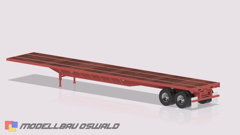 1:18 US Flatbed Trailer 2-axle OLX100 truck trailer