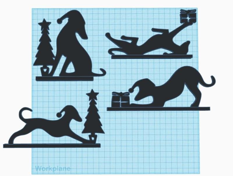 Christmas Greyhound silhouette ornaments