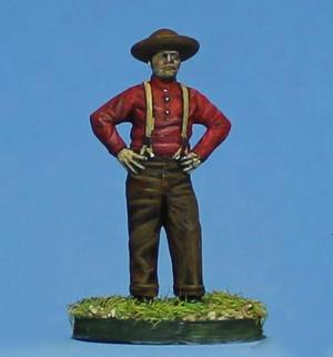15MM ACW CSA Artillery private in shirt and Tennessee hat