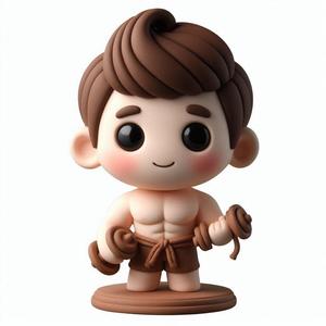 Cute Muscular Boy Figurine – 3D Printable Toy in Labubu x Looney Tunes Style