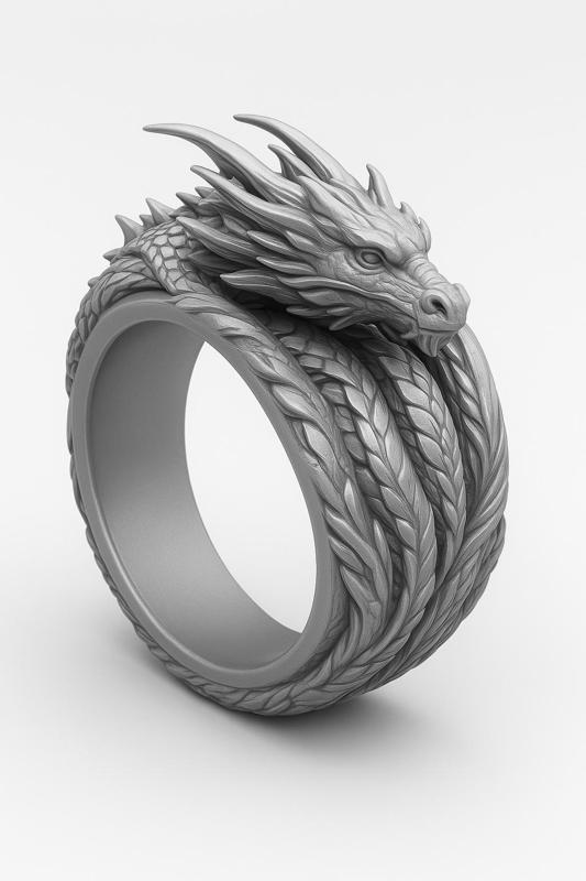 Majestic Dragon Wrap Ring – Fantasy 3D Printable Jewelry