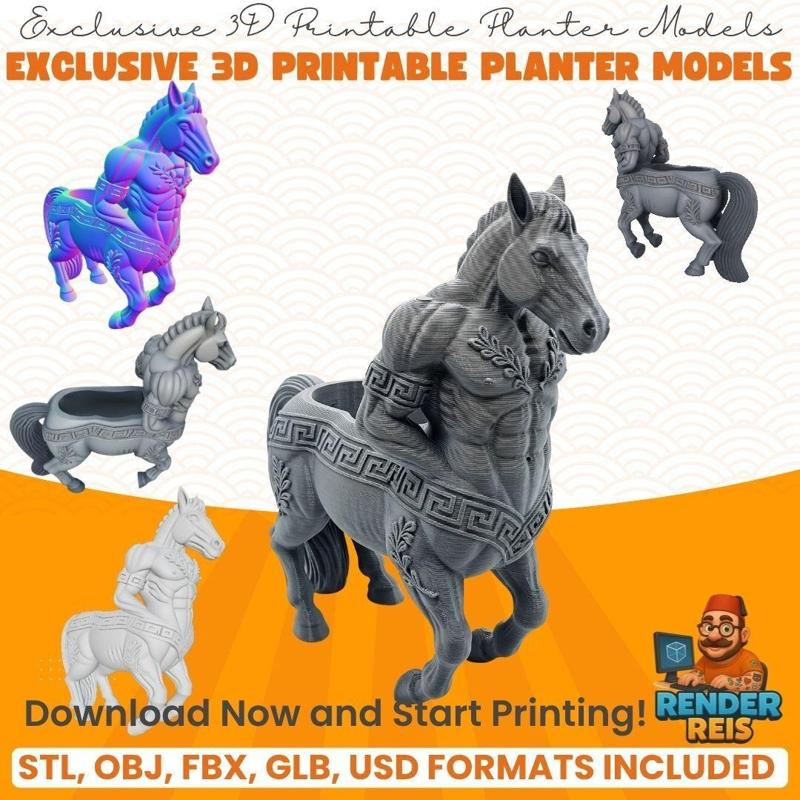Centaur Bust Planter: The Glory of Ancient Greek Mythology in 3D Print