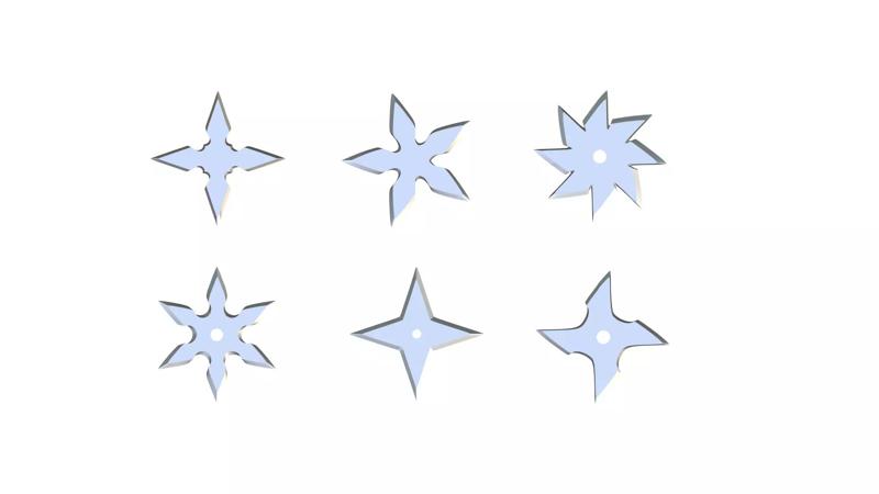 Set of 6 shurikens ready to print 3D Model Collection