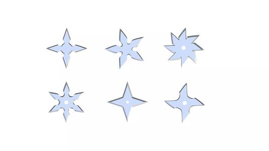 Set of 6 shurikens ready to print 3D Model Collection