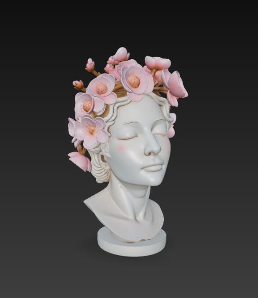 doll, doll head, mannequin, face, human face, anime, hairstyle, decoration, bust, chain, beautiful hairstyle, makeup face.