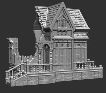 Victorian style ruined house.