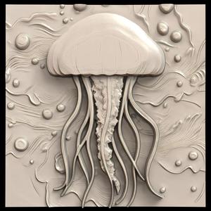 3D Model STL File for CNC Router/Laser & 3D Printer A Floating Jellyfish with Neon Lights