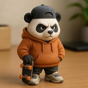 Cool Panda Streetwear Skater – 3D Model | Hoodie, Cap, Sneakers, Skateboard