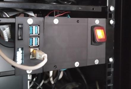 RackPi 2U 19" IAC320-C14 bracket with KCD switch