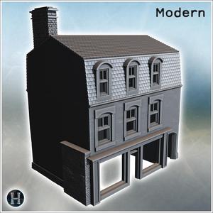 Two-story building with mansard roof and three dormer windows on the upper floor (Carentan, Normandy 1944, France) (29) - Modern WW2 WW1 World War Diaroma Wargaming RPG Mini Hobby
