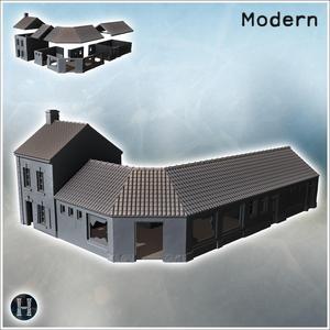 L-shaped building with broken windows, missing doors, and partially collapsed walls (Carentan, Normandy 1944, France) (5) - Modern WW2 WW1 World War Diaroma Wargaming RPG Mini Hobby