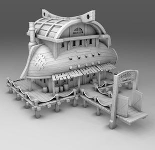 Pirate Island Architecture - Waterside shipyard