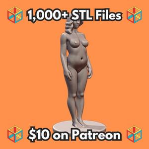 NSFW Realistic Middle Aged Nude Female Sculpture with Flowing Hair MineeForm FDM 3D Print STL File