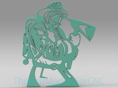 3D Model STL File for CNC Router Laser & 3D Printer Firefighter With ax