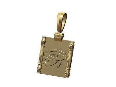 Eye of Horus lotus column sides scroll pendant charm 3D print model