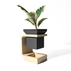 The Daka Planter Pot with Drainage Tray & Stand: Modern and Unique Home Decor for Plants and Succulents  | STL File