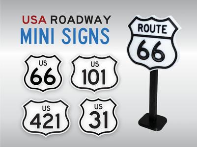 US Highways - US Road Mini Signs