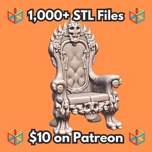 28mm DND Ornate Menacing Sinister Skull Throne Model MineeForm FDM 3D Print STL File