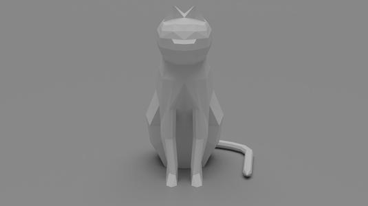 Sitting low poly cat