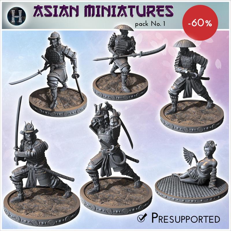 Asian miniatures pack No. 1 - Asian Asia Oriental Angkor Ninja Traditionnal RPG Mini