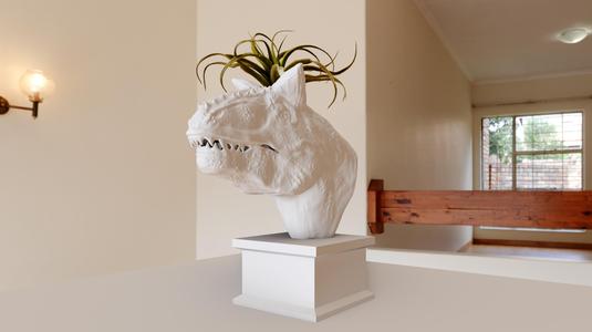Carnotaurus dinosaur bust planter pot flower vase stl