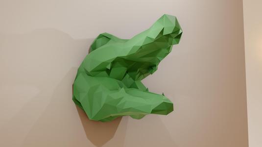 caiman crocodile head wall mount mouth open low poly stl