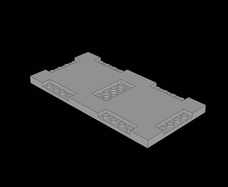 Lego Compatible (71772.dat) Plate  8 x 16 x  0.667 with Cutouts and Recessed Studs