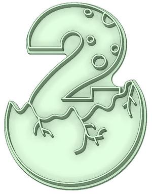 Number 2 Dino egg 90mm cookie cutter