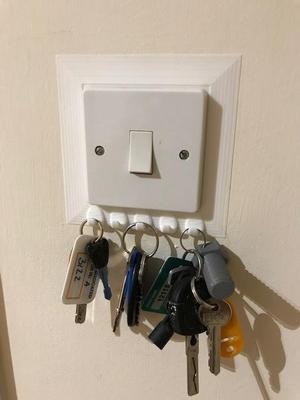 UK Light Switch Finger Plate with Key Hooks