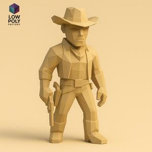 Cowboy - Wild West outlaw with hat and pistol Low Poly style