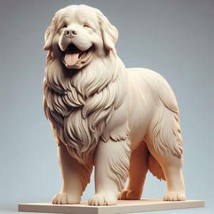 1016 Color 3D Model of a Laughing Newfoundland Dog on a Pedestal , pug, dachshund, poodle, cat, dog, monkey, elephant, beagle, bear, lion, fox, faun, pomeranian, troll, wolf, majestic, totem, newfoundland, crocodile