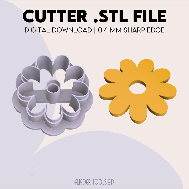 Flower Polymer Clay Cutter | Flower Cookie Cutter | Digital STL File