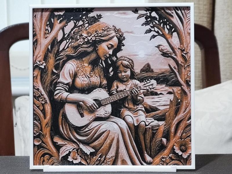 Wood Carving Mother & Daughter - HueForge 3 Color