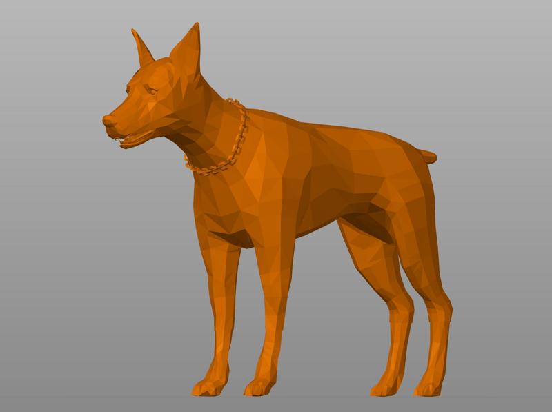 Doberman with a chain