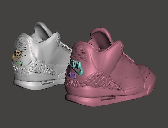 NIKE AIR JORDAN 3 SNEAKERS LEFT AND RIGHT .OBJ .STL