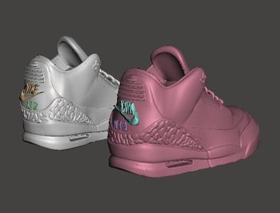 NIKE AIR JORDAN 3 SNEAKERS LEFT AND RIGHT .OBJ .STL
