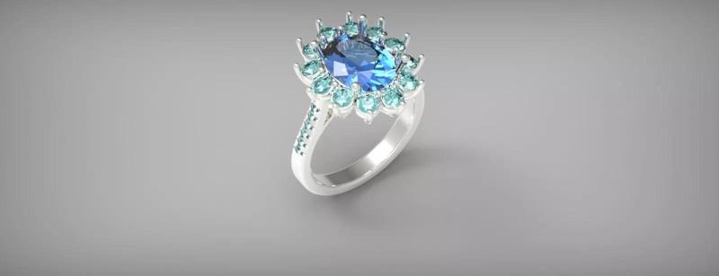 Cocktail ring solitarie royal blue Sapphire