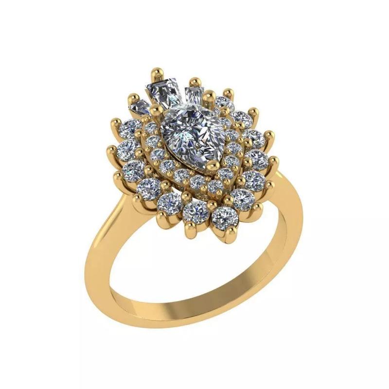 Cluster style pear cut diamond ring