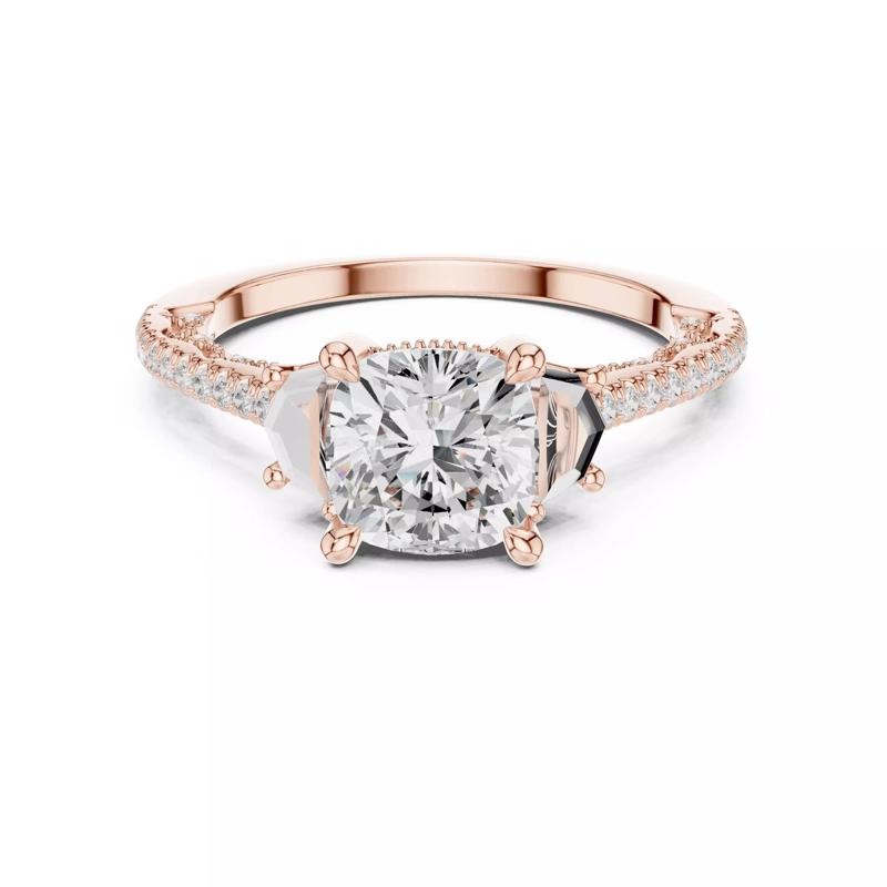 Cushion and Cadillac Diamond Engagement Ring 3DM STL Video